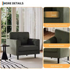 Fauteuil d'appoint avec accoudoirs larges, fauteuil de lecture en lin 38 avec accoudoirs larges fixes, coussins en mousse haute densité, canapé simple durable