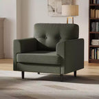 Fauteuil d'appoint avec accoudoirs larges, fauteuil de lecture en lin 38 avec accoudoirs larges fixes, coussins en mousse haute densité, canapé simple durable