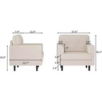 Fauteuil d'appoint avec accoudoirs larges, fauteuil de lecture en lin 38 avec accoudoirs larges fixes, coussins en mousse haute densité, canapé simple durable