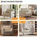Fauteuil d'appoint avec accoudoirs larges, fauteuil de lecture en lin 38 avec accoudoirs larges fixes, coussins en mousse haute densité, canapé simple durable