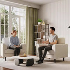 Fauteuil d'appoint avec accoudoirs larges, fauteuil de lecture en lin 38 avec accoudoirs larges fixes, coussins en mousse haute densité, canapé simple durable