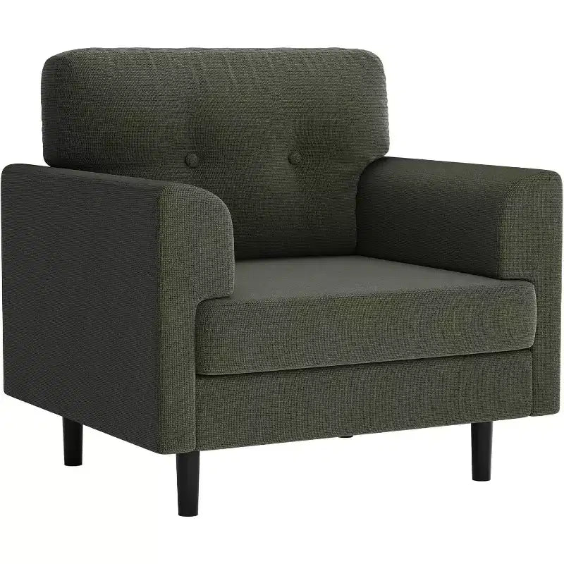 Wide Armrest Accent Chair, 38 Linen Upholstered Reading Chair with Fixed Wide Armrest, High-Density Foam Cushions, Durable Single Sofa Chair