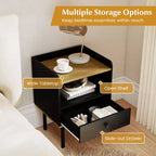 Table d'appoint de canapé à 3 niveaux avec étagère de rangement ouverte, pieds en métal pour salon, chambre à coucher