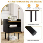 Table d'appoint de canapé à 3 niveaux avec étagère de rangement ouverte, pieds en métal pour salon, chambre à coucher
