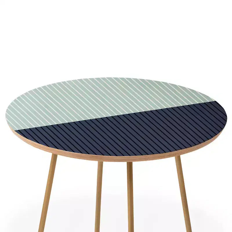 Round Colour Poems Color Block Lines Side Table Green/Gold: Stain-Resistant, Steel Frame, Wood Composite Top
