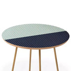 Round Colour Poems Color Block Lines Side Table Green/Gold: Stain-Resistant, Steel Frame, Wood Composite Top