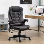 Chaise de bureau de massage de direction à dossier haut avec 6 points de vibration, 5 modes, fauteuil de bureau inclinable chauffant en similicuir