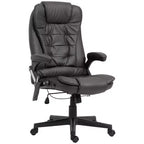 Chaise de bureau de massage de direction à dossier haut avec 6 points de vibration, 5 modes, fauteuil de bureau inclinable chauffant en similicuir