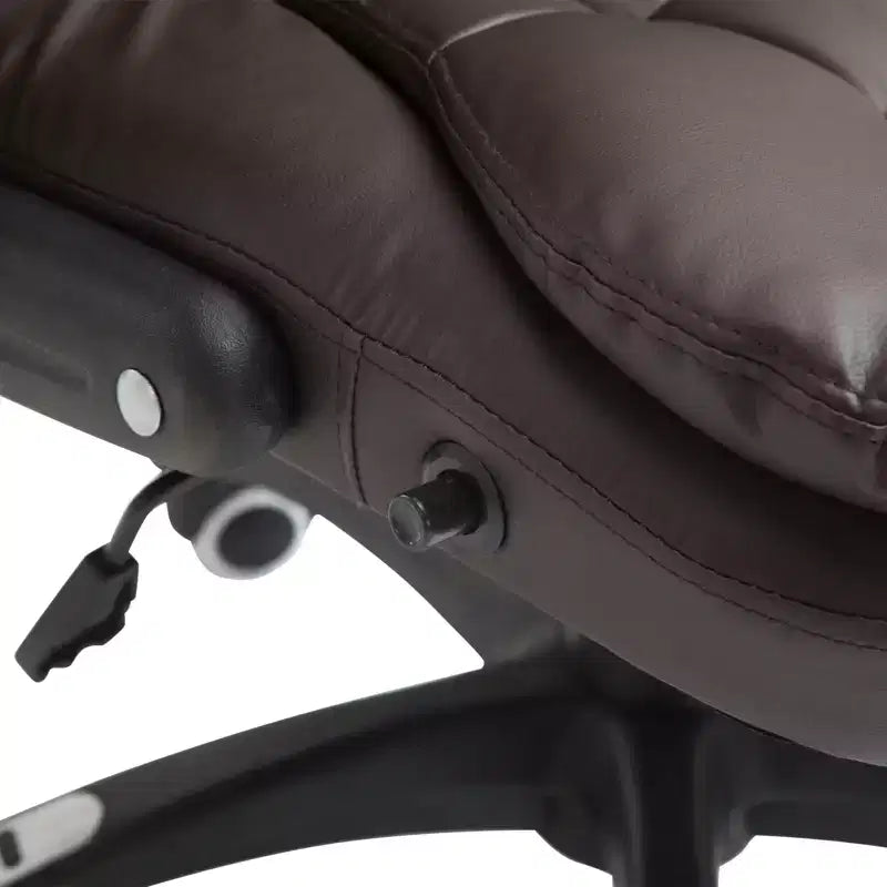 Chaise de bureau de massage de direction à dossier haut avec 6 points de vibration, 5 modes, fauteuil de bureau inclinable chauffant en similicuir