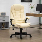 Chaise de bureau de massage de direction à dossier haut avec 6 points de vibration, 5 modes, fauteuil de bureau inclinable chauffant en similicuir