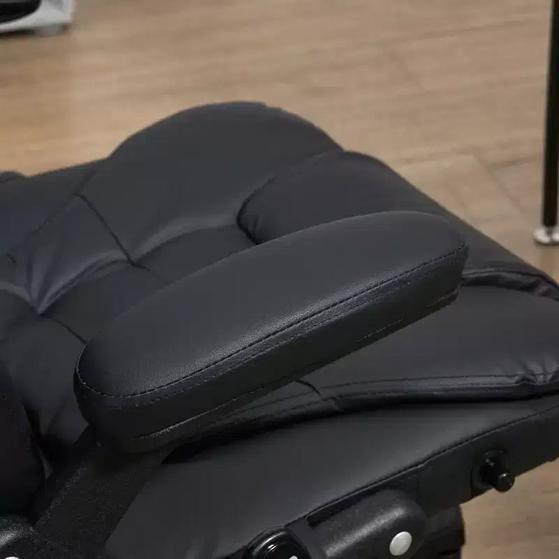 Chaise de bureau de massage de direction à dossier haut avec 6 points de vibration, 5 modes, fauteuil de bureau inclinable chauffant en similicuir
