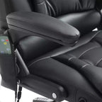 Chaise de bureau de massage de direction à dossier haut avec 6 points de vibration, 5 modes, fauteuil de bureau inclinable chauffant en similicuir