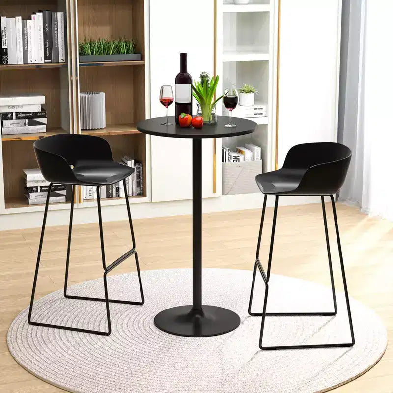 4 PCS Round Pub Table 24'' Bistro Bar Cocktail Table w/Metal Base Black