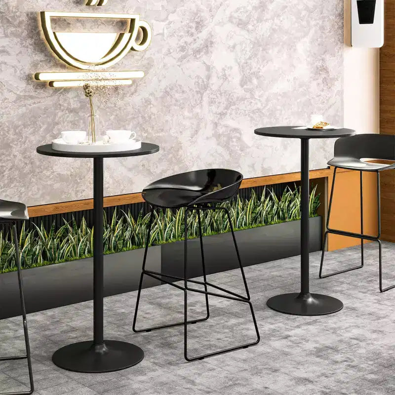4 PCS Round Pub Table 24'' Bistro Bar Cocktail Table w/Metal Base Black