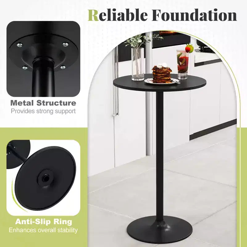 4 PCS Round Pub Table 24'' Bistro Bar Cocktail Table w/Metal Base Black