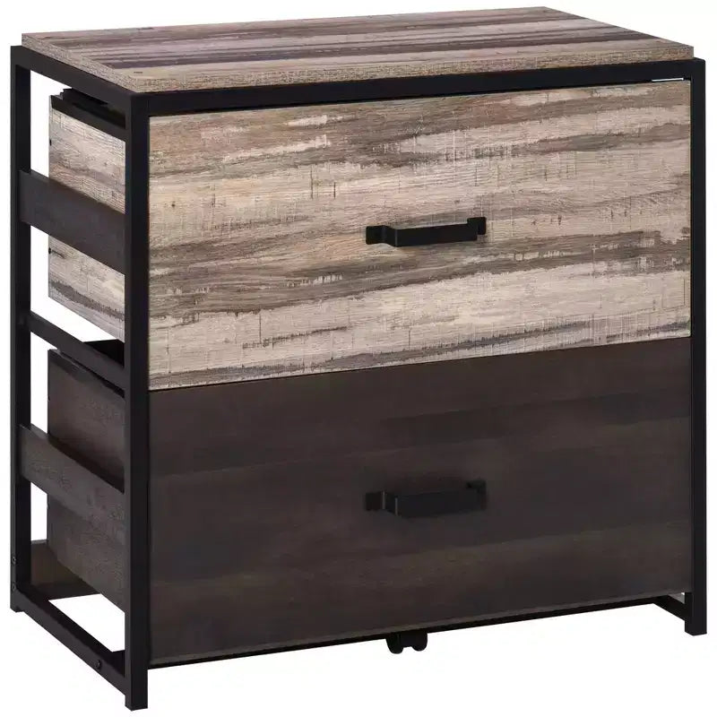 Vinsetto Office File Cabinet w/ 2 Large Drawers and Adjustable Metal Hanging Bars for A4 Letter and Legal Sized Files, Storage Organizer, Brown/Black