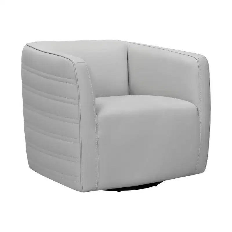 Genuine Leather Swivel Barrel Chair