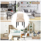 Chaise de salle à manger en velours, dossier capitonné sans accoudoirs avec clous décoratifs et anneau de tirage Vert/Beige